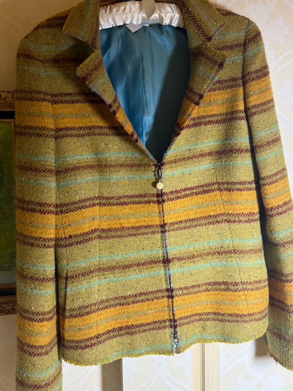 Akris Women’s Striped Green & Yellow Wool-Blend Jacket